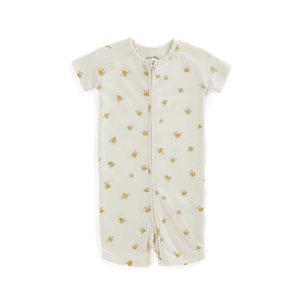 Pehr Baby Short Zip Sleeper 3-6 Months Bee Print